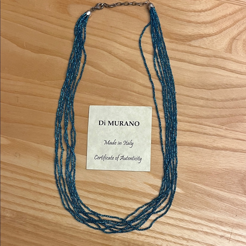 Murano Multi-Strand Teal Necklace